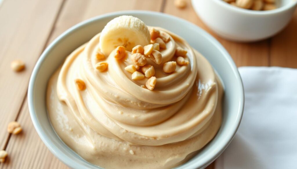 Homemade peanut butter banana ice cream, perfectly creamy and rich, made with real bananas and natural peanut butter for a healthy dessert option.