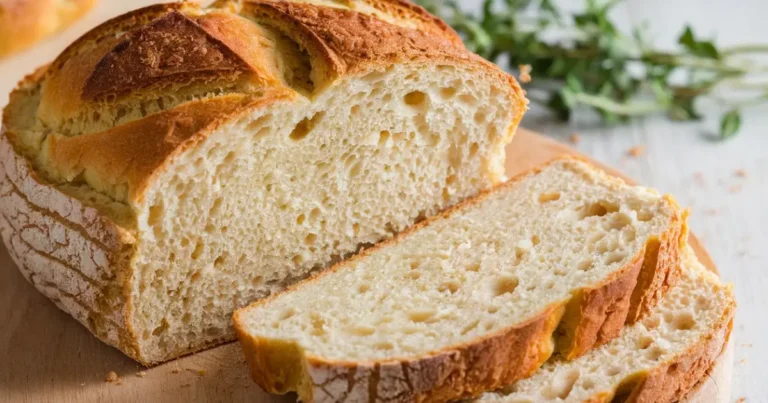 Freshly baked cottage cheese bread made with just 2 ingredients, featuring a soft texture and golden crust, perfect for easy homemade baking.