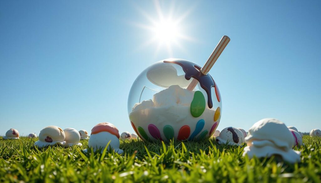 Family using an ice cream maker ball