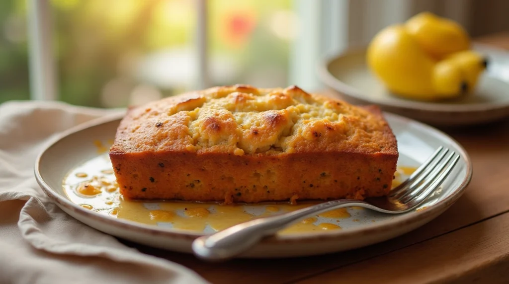 Fresh baked banana bread loaf using self-rising flour