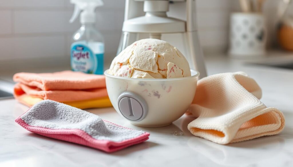 Ice cream maker ball with ingredients setup